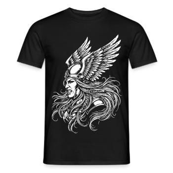 Walküre, nordische Kriegerin, Maskottchen, Wikingerfrau, - Männer T-Shirt - Schwarz - Vorne - AI Model Male 178 light (178cm)