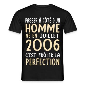 Anniversaire 20 ans - Né en Juillet 2006 - T-shirt homme - noir - Devant - AI Model Male 178 light (178cm)
