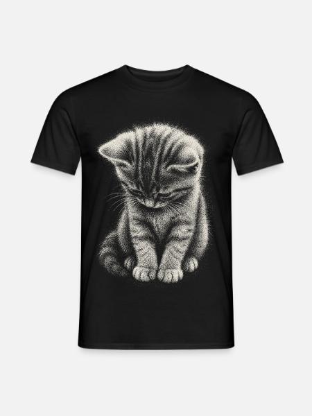 Chaton triste Chat mignon, dessin mignon - T-shirt homme - noir