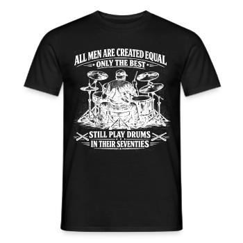 Drummer 70 Years Music Humor Birthday Gift - Men's T-Shirt - black - Front - AI Model Male 178 light (178cm)