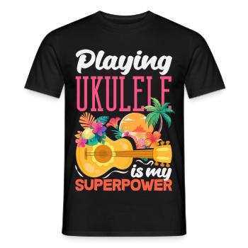 Jouer du ukulélé est mon superpouvoir Musicien d’Hawaï - T-shirt homme - noir - Devant - AI Model Male 178 light (178cm)