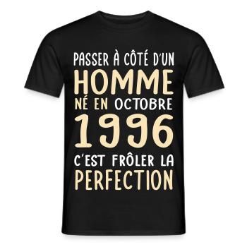 Anniversaire 30 ans - Né en Octobre 1996 - T-shirt homme - noir - Devant - AI Model Male 178 light (178cm)