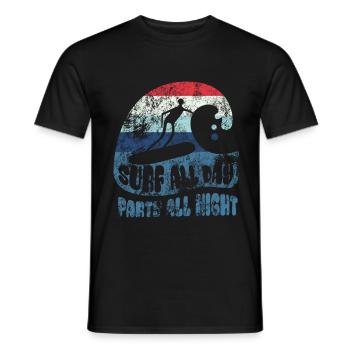 Surf all day - party all night - Surfer - Gift - Men's T-Shirt - black - Front - AI Model Male 178 light (178cm)