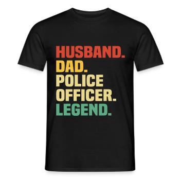 Husband Dad Police Officer Legend - Men's T-Shirt - black - Front - AI Model Male 178 light (178cm)