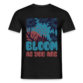 Bloom as you are - Flowers - Spring - Saying - Men's T-Shirt - black - Front - AI Model Male 178 light (178cm)