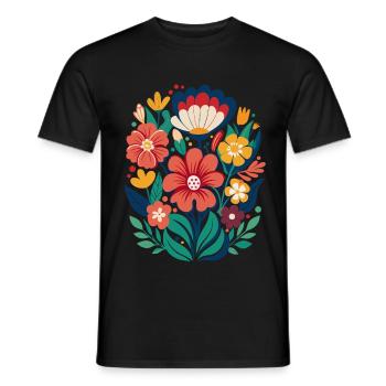Blumen - Frühling - Sommer - Blüten - Männer T-Shirt - Schwarz - Vorne - AI Model Male 178 light (178cm)