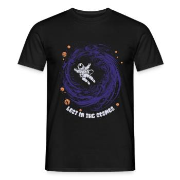 Lost in the Cosmos - Astronaut - Weltall - Männer T-Shirt - Schwarz - Vorne - AI Model Male 178 light (178cm)