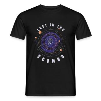 Lost in the Cosmos - Astronaut - Weltall - Männer T-Shirt - Schwarz - Vorne - AI Model Male 178 light (178cm)