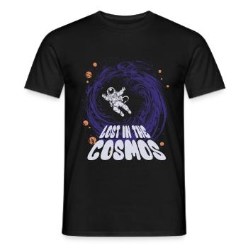 Lost in the Cosmos - Astronaut - Weltall - Männer T-Shirt - Schwarz - Vorne - AI Model Male 178 light (178cm)