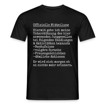 JGA Kumpel - offizielle Mitteilung - Männer T-Shirt - Schwarz - Vorne - AI Model Male 178 light (178cm)