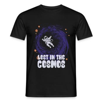 Lost in the Cosmos - Astronaut - Weltall - Männer T-Shirt - Schwarz - Vorne - AI Model Male 178 light (178cm)