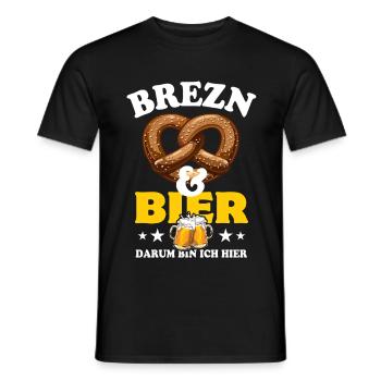 Brezn & Bier - darum bin ich hier - Männer T-Shirt - Schwarz - Vorne - AI Model Male 178 light (178cm)