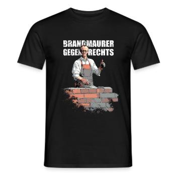 Merz - Mauer - Brandmauer gegen rechts - Männer T-Shirt - Schwarz - Vorne - AI Model Male 178 light (178cm)