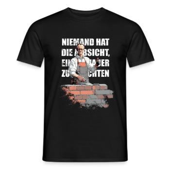 Merz - Niemand hat die Absicht, Mauer zu errichten - Männer T-Shirt - Schwarz - Vorne - AI Model Male 178 light (178cm)