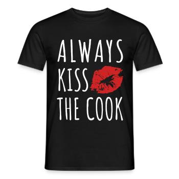 Always kiss the cook - kochen - Spruch - Men's T-Shirt - black - Front - AI Model Male 178 light (178cm)