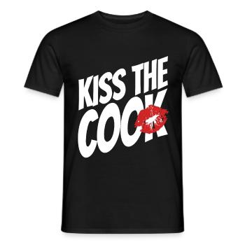 Embrasser le cuisinier - coq - jeu de mots - dire - T-shirt homme - noir - Devant - AI Model Male 178 light (178cm)