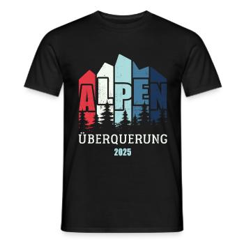Alpen Überquerung 2025 - Fahrrad Wandern Routen - Männer T-Shirt - Schwarz - Vorne - AI Model Male 178 light (178cm)