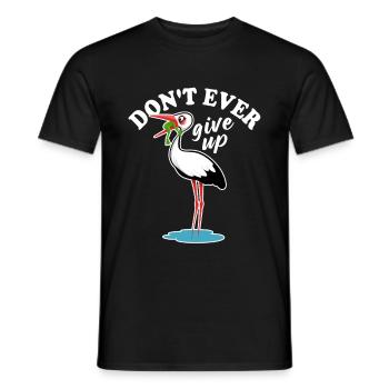 Frosch und Storch - Don't ever give up - Spruch - Men's T-Shirt - black - Front - AI Model Male 178 light (178cm)