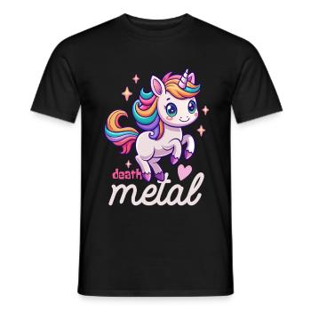 Unicorn Death Metal - Heavy Metal - Spruch - T-shirt męski - czarny - Przód - AI Model Male 178 light (178cm)