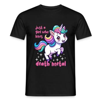 Einhorn - Just a girl who loves death metal - Men's T-Shirt - black - Front - AI Model Male 178 light (178cm)