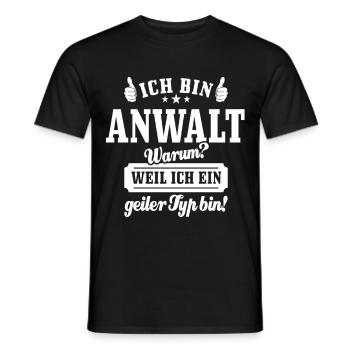 Ich bin Anwalt weil ich ein geiler Typ bin - Männer T-Shirt - Schwarz - Vorne - AI Model Male 178 light (178cm)