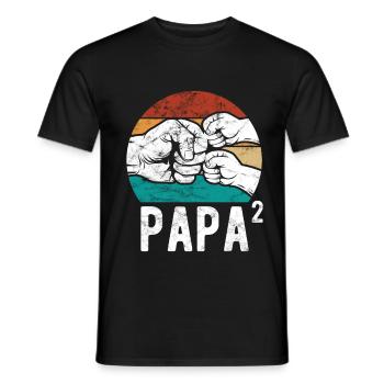 Papa von zwei Kindern - Team - Familie - Männer T-Shirt - Schwarz - Vorne - AI Model Male 178 light (178cm)