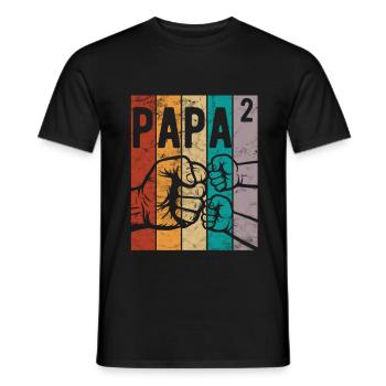 Papa von zwei Kindern - Team - Familie - Männer T-Shirt - Schwarz - Vorne - AI Model Male 178 light (178cm)