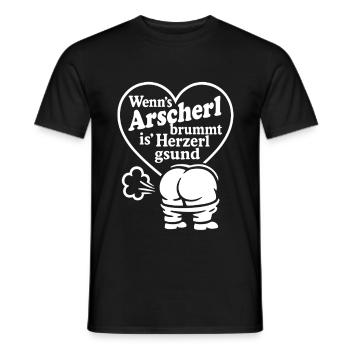 Wenns Arscherl brummt is Herzerl gsund - Männer T-Shirt - Schwarz - Vorne - AI Model Male 178 light (178cm)