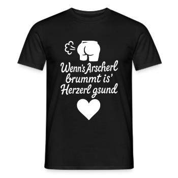 Wenns Arscherl brummt is Herzerl gsund - Männer T-Shirt - Schwarz - Vorne - AI Model Male 178 light (178cm)