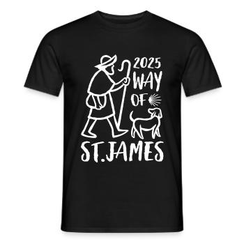 Pèlerinage 2025 - Chemin de Saint-Jacques - Chemin de Compostelle - T-shirt homme - noir - Devant - AI Model Male 178 light (178cm)