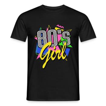 80s girl - 80s - colorful + crazy - retro - Men's T-Shirt - black - Front - AI Model Male 178 light (178cm)