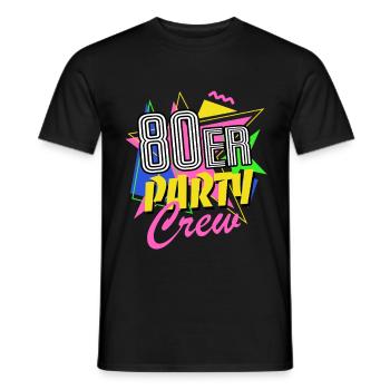 80er Party Crew - 80er Jahre - bunt + verrückt - Männer T-Shirt - Schwarz - Vorne - AI Model Male 178 light (178cm)