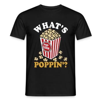 What's poppin'? Fresh popcorn - crispy - Men's T-Shirt - black - Front - AI Model Male 178 light (178cm)