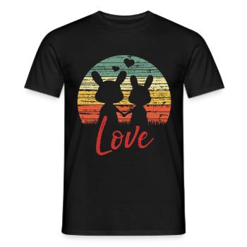 Bunny love - Cadeau de la Saint-Valentin - T-shirt homme - noir - Devant - AI Model Male 178 light (178cm)