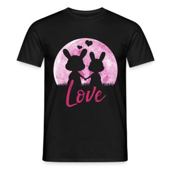 Bunny love - Cadeau de la Saint-Valentin - T-shirt homme - noir - Devant - AI Model Male 178 light (178cm)