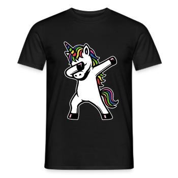 Einhorn dabbing - Regenbogen Farben - Geschenk - Männer T-Shirt - Schwarz - Vorne - AI Model Male 178 light (178cm)