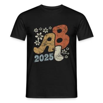 Abi 25 - Abitur - Vintage Blumen Geschenk - Männer T-Shirt - Schwarz - Vorne - AI Model Male 178 light (178cm)