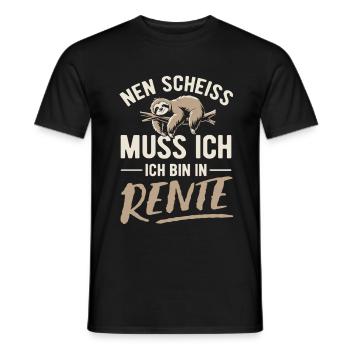 Nen Scheiss muss ich ich bin in Rente - Faultier - Männer T-Shirt - Schwarz - Vorne - AI Model Male 178 light (178cm)