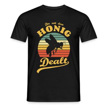 Der mit dem Honig dealt, Imker, Biene, Bienenzucht - Männer T-Shirt - Schwarz - Vorne - AI Model Male 178 light (178cm)