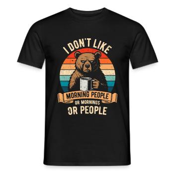 Je n’aime pas Morning People - Bear with Coffee - T-shirt homme - noir - Devant - AI Model Male 178 light (178cm)