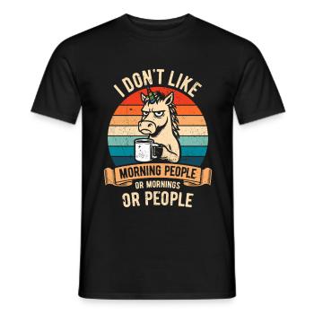 I don't like Morning People - Einhorn mit Kaffee - Männer T-Shirt - Schwarz - Vorne - AI Model Male 178 light (178cm)