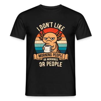 Je n’aime pas Morning People - Axolotl avec café - T-shirt homme - noir - Devant - AI Model Male 178 light (178cm)