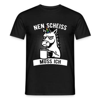 Freches Einhorn - Nen Scheiß muss ich - Kaffee - Männer T-Shirt - Schwarz - Vorne - AI Model Male 178 light (178cm)