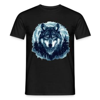 Wolf Winter Forest - Men's T-Shirt - black - Front - AI Model Male 178 light (178cm)