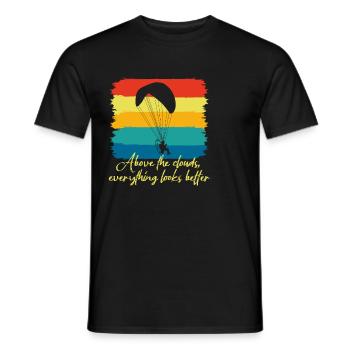 Above The Clouds Paramotor Enthusiast - Men's T-Shirt - black - Front - AI Model Male 178 light (178cm)
