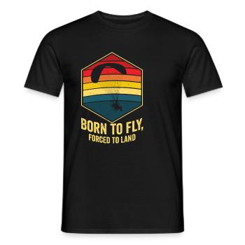 Born To Fly Forced To Land Paramotor - Men's T-Shirt - black - Front - AI Model Male 178 light (178cm)