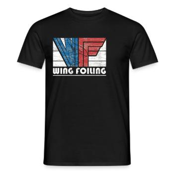 Vintage Wing Foiling Adventure Graphic - Men's T-Shirt - black - Front - AI Model Male 178 light (178cm)