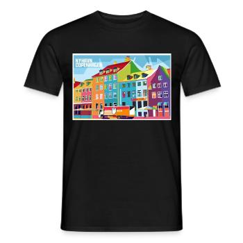 DK-Shirts Nyhavn Pop-Art - Männer T-Shirt - Schwarz - Vorne - AI Model Male 178 light (178cm)