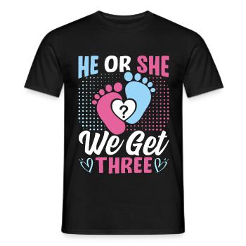 Il ou elle : Nous avons trois triplés de révélation de genre - T-shirt homme - noir - Devant - AI Model Male 178 light (178cm)