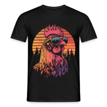 Rooster with sunglasses - Men's T-Shirt - black - Front - AI Model Male 178 light (178cm)